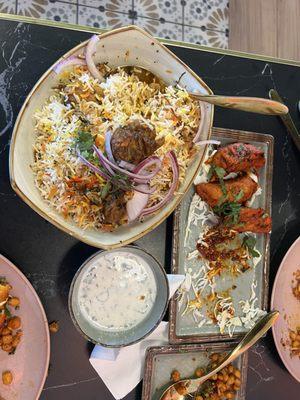 Chicken biryani and momos