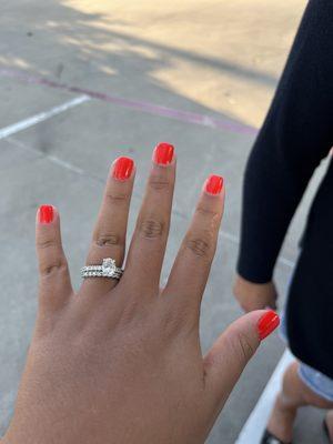 Gel manicure with wrong color, and paint on pointer finger