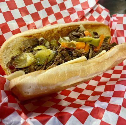 Hot Italian beef sandwich