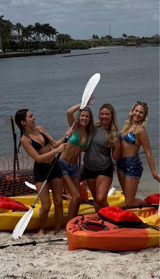 Girls just wanna have fun and apparently bump each other in the head with kayak paddles