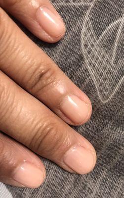My nail polish that was supposed to be pearl white. So old that it had no pigment and looked like my natural nail color.