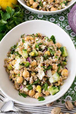 Farro, cuckes and feta