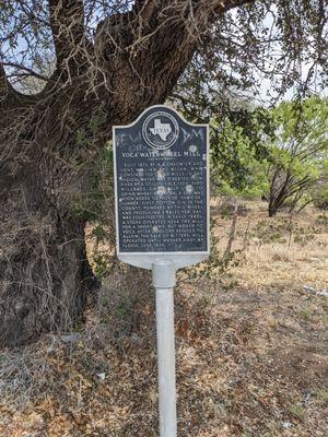Voca Waterwheel Mill Historical Marker