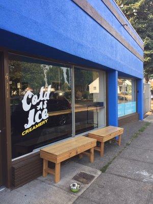 Brick and mortar store! Not a food truck. And it smells like delicious waffle cones. A++ ice cream and actual  unique flavors!