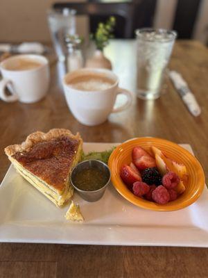 Quiche and fruit.