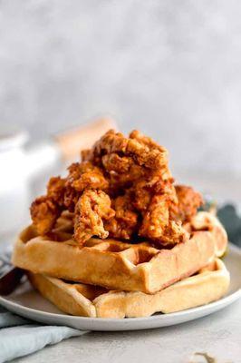 Hand Battered Southered Chicken Breast Tenderloin with Classic Buttermilk Waffle