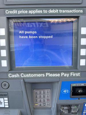 They turn off all pumps for "Shift Change" at 2pm , for up to 10- 15 minutes. Causing a huge mess......