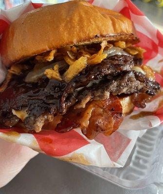 Bourbon Bacon Burger Amazing!!! Great Burgers, my favorite ever!