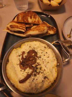Whipped ricotta & caramelized onion - needed a lot more zaatar & onion, creamy but bland