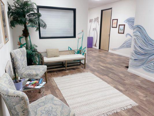 ocean vibes reception area outside the treatment room !