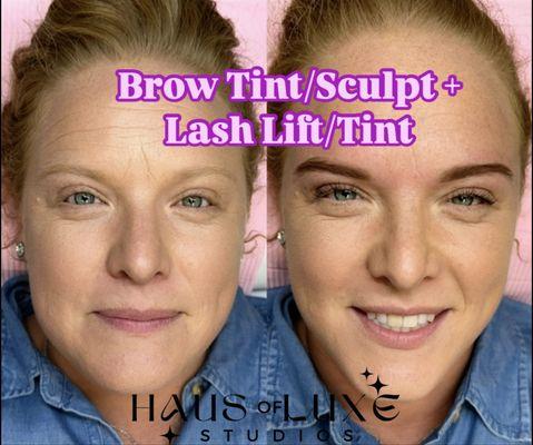Our lash lift service is a perm for your lashes that keeps them lifted for 6-8 weeks. Add on a brow tint for the ultimate experience.
