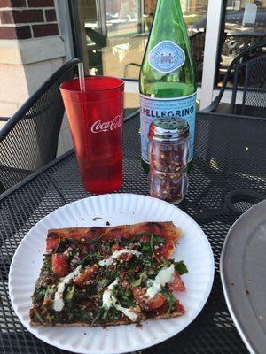 Enjoying some great pizza on this beautiful day.