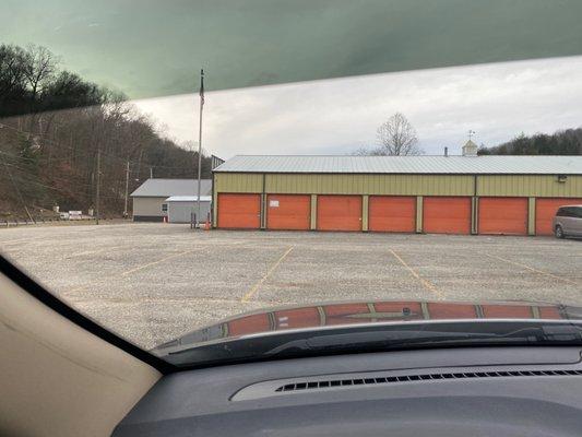 Empty parking lot in a Sunday in February