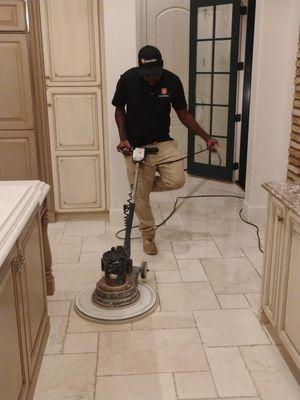 Polishing marble floor