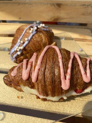 Freshly baked Strawberry Sakura and Ube Crochi from Origin Bakery