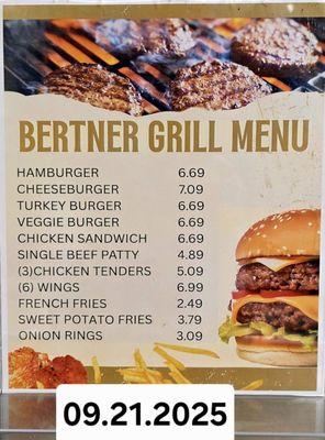 Menu as of 09.21.2025