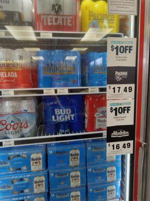 Full stock of cold Mexican and imported beer.
