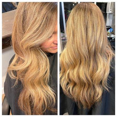 Her hair was Jet Black. Isn't it Golden gorgeous with lots of texture in the color :)