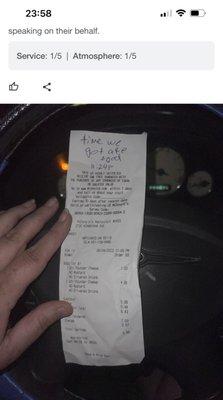 Photo has proof of time of order and the hand written time is when I received my friends order. Unacceptable from the so-called GM.