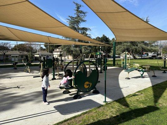 Workout area at the park in front of the library