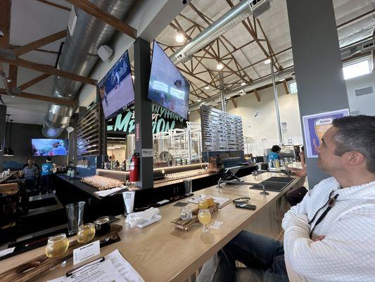 Inside from the corner seats at the bar