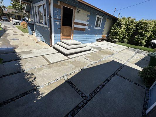 The end result of new steps and pavers