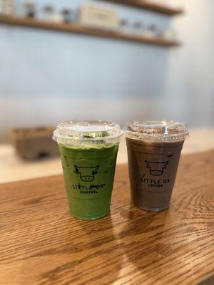 Matcha Latte and Hojicha Latte
