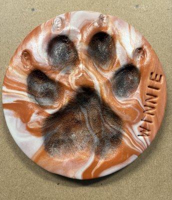 Clay paw print