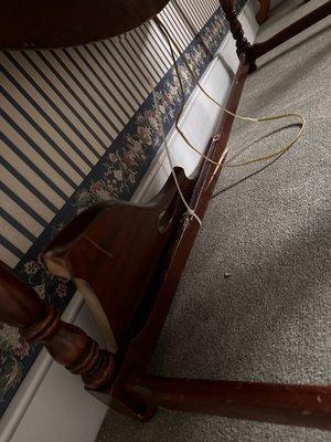 Broken table in the bedroom