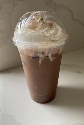 Iced cafe mocha with almond milk