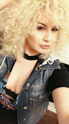 Blonde curly and healthy