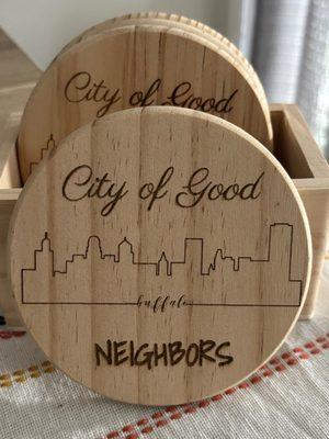 Custom coasters- City of Good Neighbors