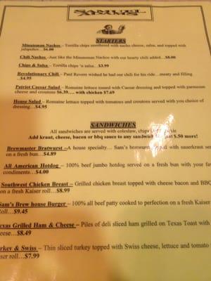 Menu as of 12/1/11