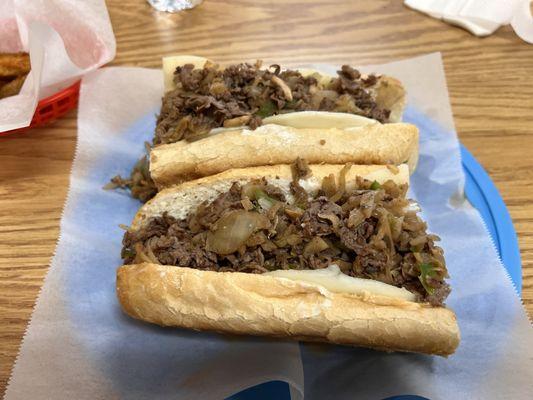 Large #28. 12" Philly Steak Sub  Cheese was not melted