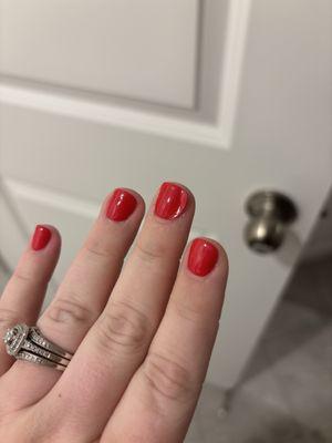 Not even 5 days after my appointment, and the gel is peeling.