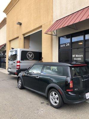 Matt taking care of our moto hauler Sprinter 2500