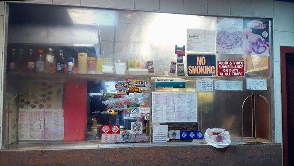 You walk in to a small room to see this counter directly in front of you.