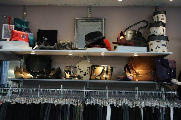 Purses and pumps. Dress pants in many shades.
