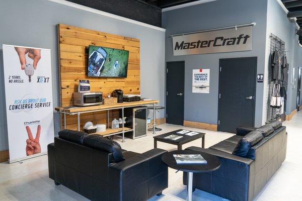 Relax in the customer lounge