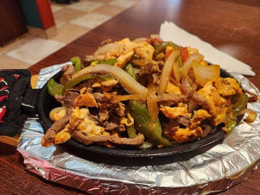 Chicken and steak fajitas