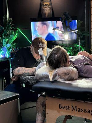 Frank tattooing Megan first