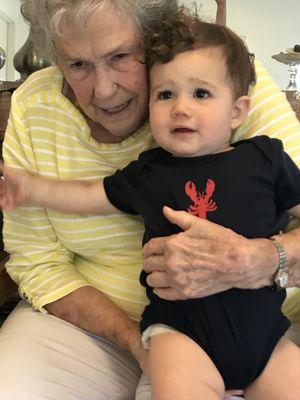 Sue A. Sayles and her great grandson, Teddy.