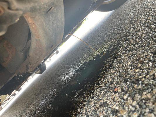 Oil drain on the highway after oil change at Nick's