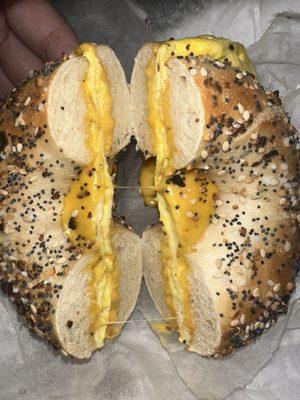 Toasted Everything bagel egg&cheese