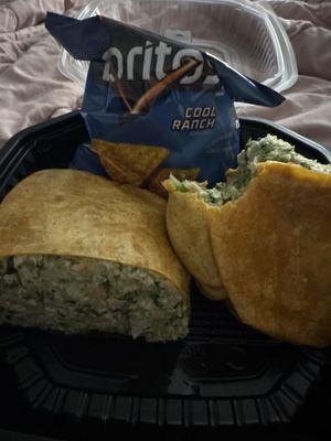 chicken caesar wrap on tomato tortilla