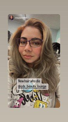 This beauty color, trim, blow dry and flat iron! Always nice when your clients are beautiful