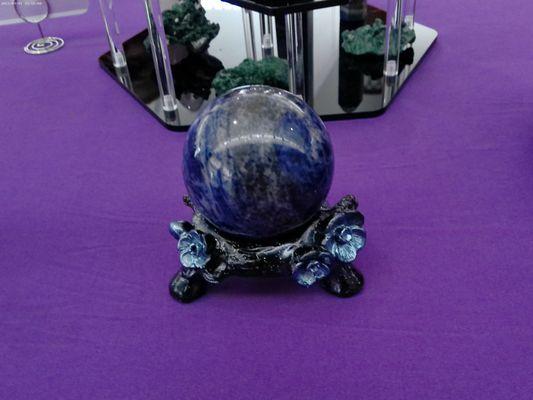 Sodalite Sphere with base.