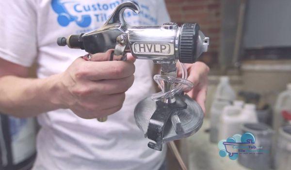 Up close and personal with one of our technicians spray guns. They are the best tool to help us get the job done!