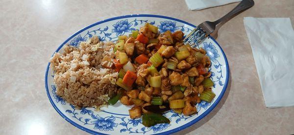 Kung pao chicken with fried rice.. sooo good