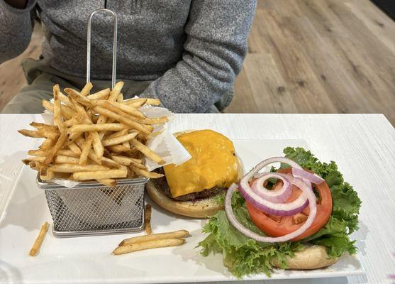 Cheeseburger and fries